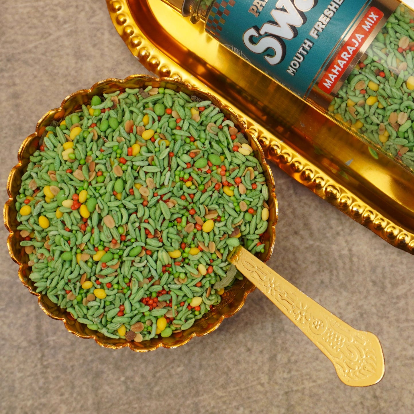 Panjon Swad Maharaja Mix Mouth Freshener (Crunchy Saunf & Digestive Dal Mishri Mix Mukhwas) 1 bottle, 145g (