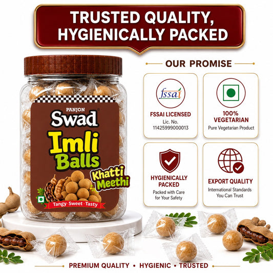 Swad Imli Balls Tamarind Candy (220g Jar) – Khatti Meethi Chatpata Tamarind Toffee | Sweet-Sour Digestive Treat