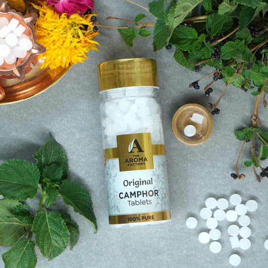 The Aroma Factory Pure Camphor Tablets, Original, Zero Residue Kapoor with Fragrance for Pooja, Aarti Kapur | Bottle Pack of 1 x 80gm
