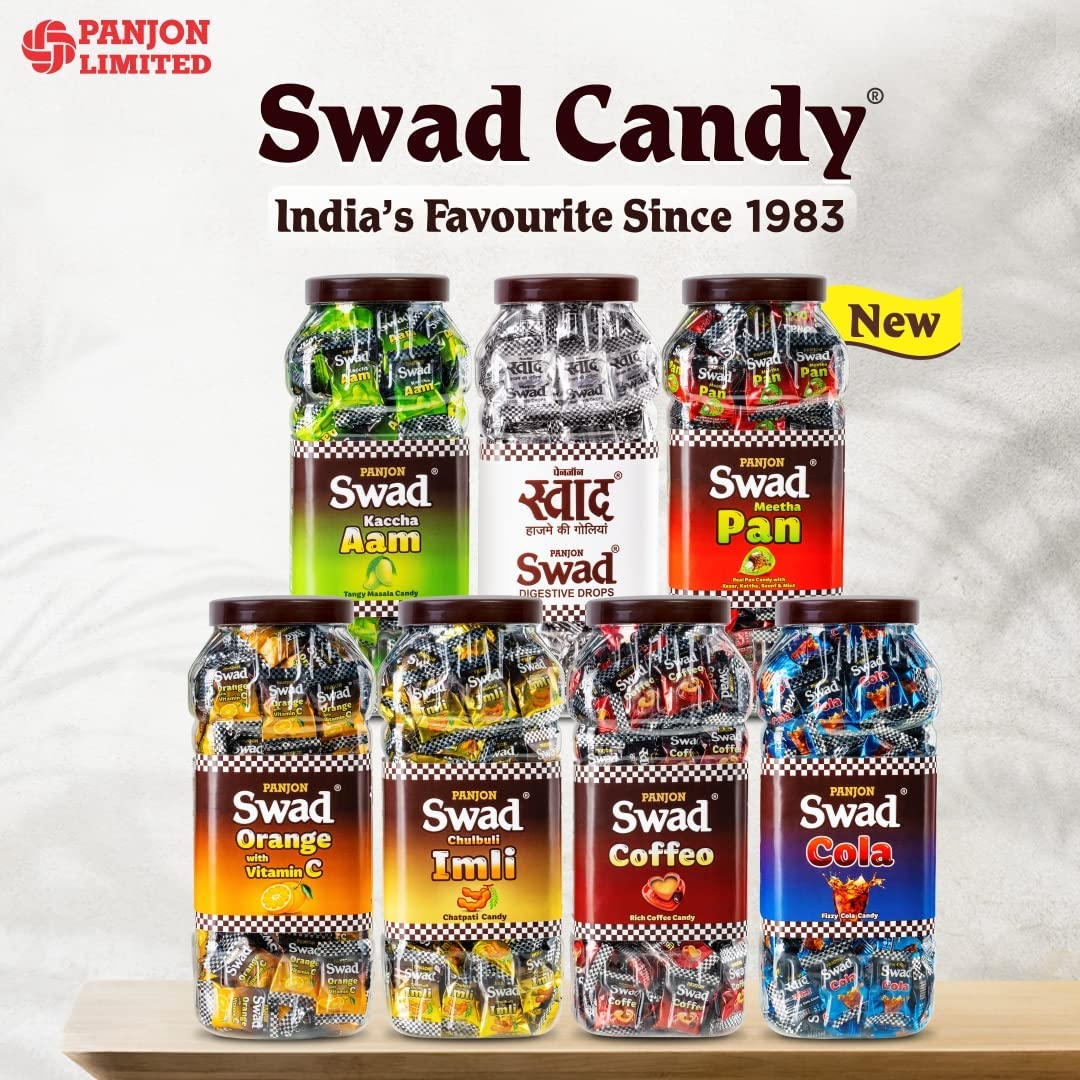 Swad Happy Anniversary Chacha Chachi Gift with Card (25 Swad Candy, 25 Mixed Toffee, Navratan Mix Mukhwas) in Jute Bag