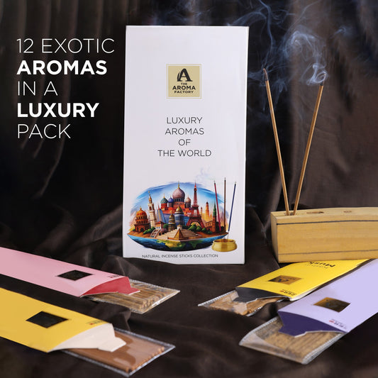 The Aroma Factory Premium Incense Sticks 12 Agarbatti Fragrances x 20 sticks each, Gift Set, 240 sticks