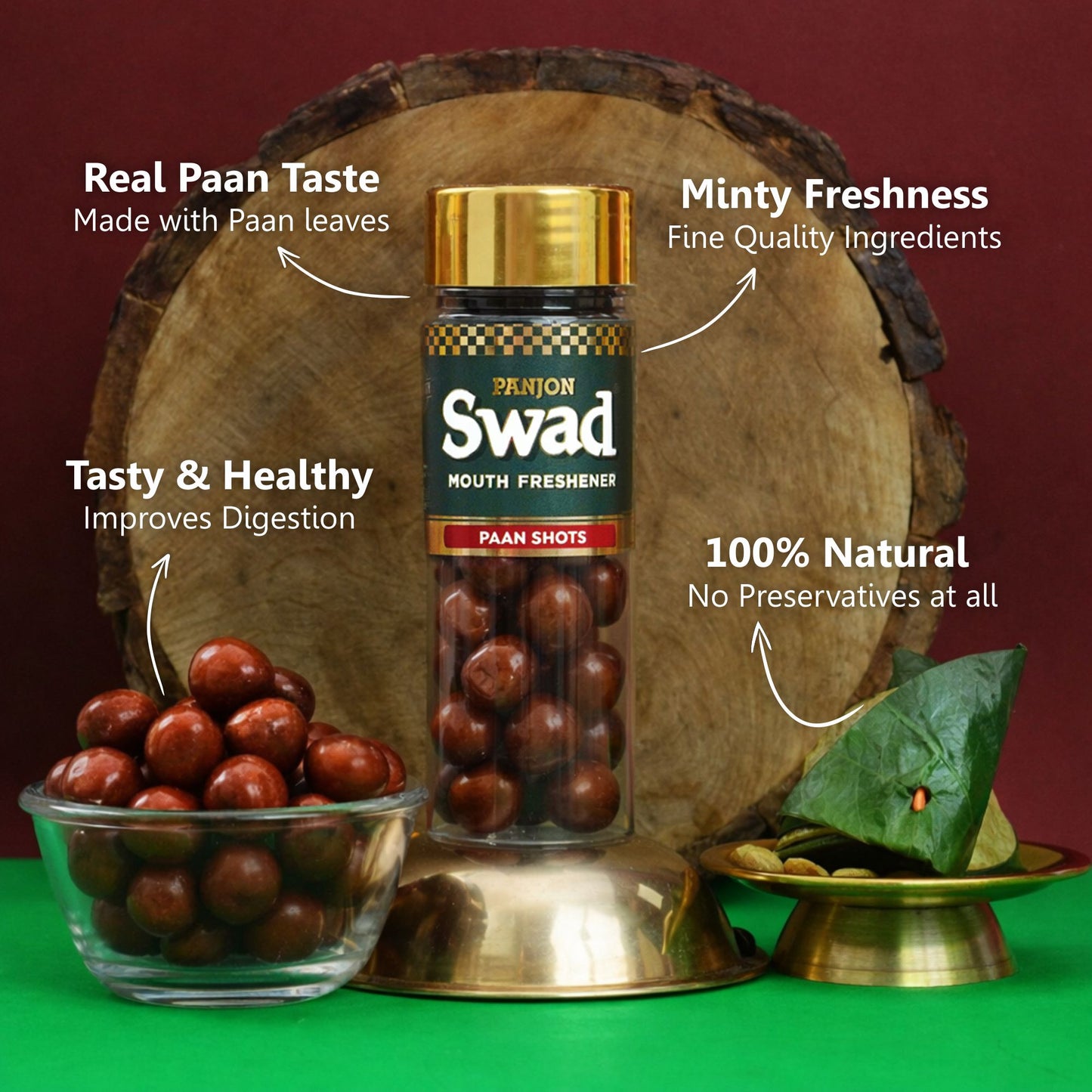 Panjon Swad Pan Mukhwas Combo (Banarasi, Shahi Meetha Paan, Calcutta Paan) Mouthfresheners, 3 bottles, 330g