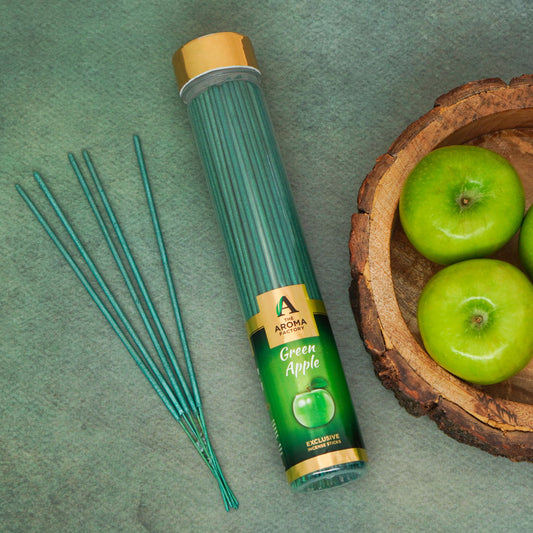 The Aroma Factory Green Apple Incense Stick (0% Charcoal 0% Sulphates) Organic & Herbal Agarbatti Bottle Pack, 100G