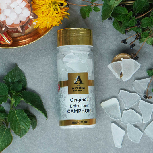 The Aroma Factory Pure Bhimseni Camphor, Original, Zero Residue Kapoor with Fragrance for Pooja, Aarti Kapur | Bottle Pack of 1 x 80gm