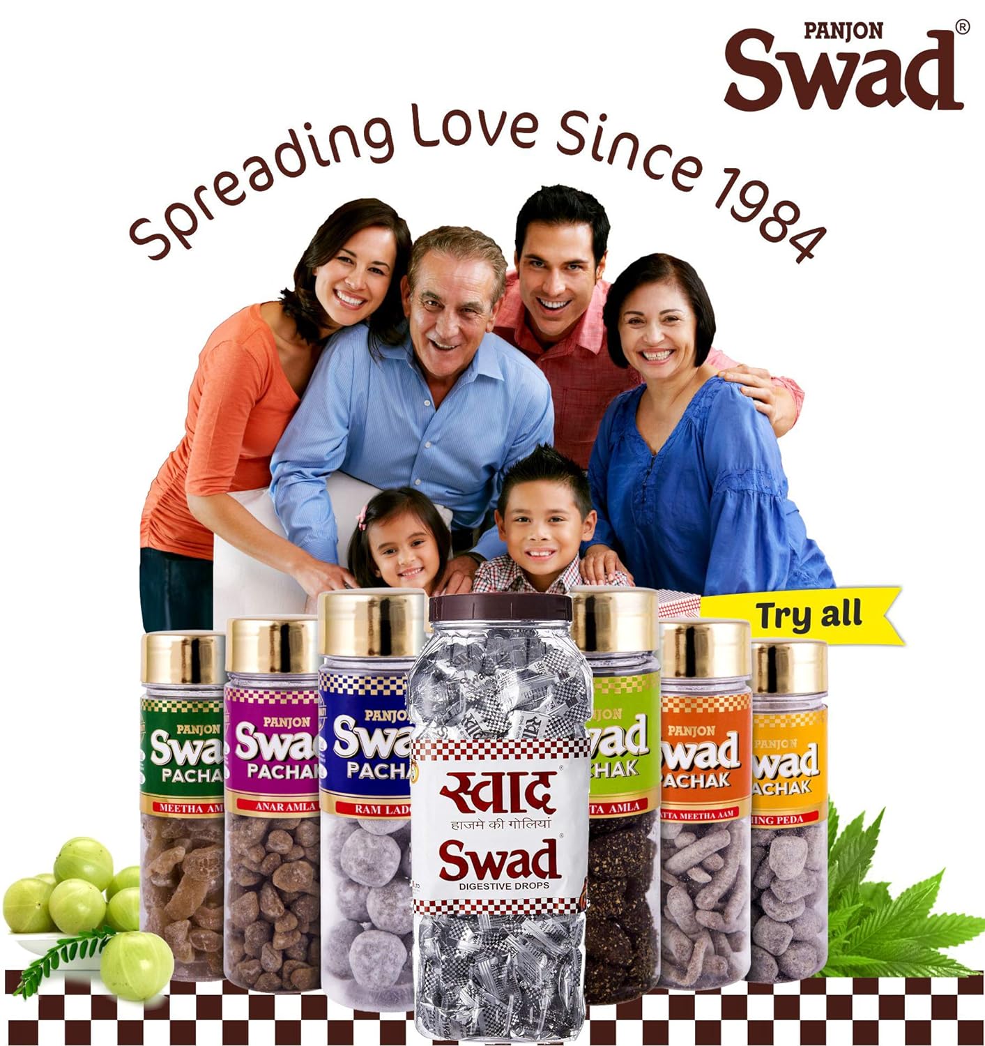 Swad Gift Box, Digestive Chatpati Candy (Original Since 1986) 125 Toffees x 2 Box Pack