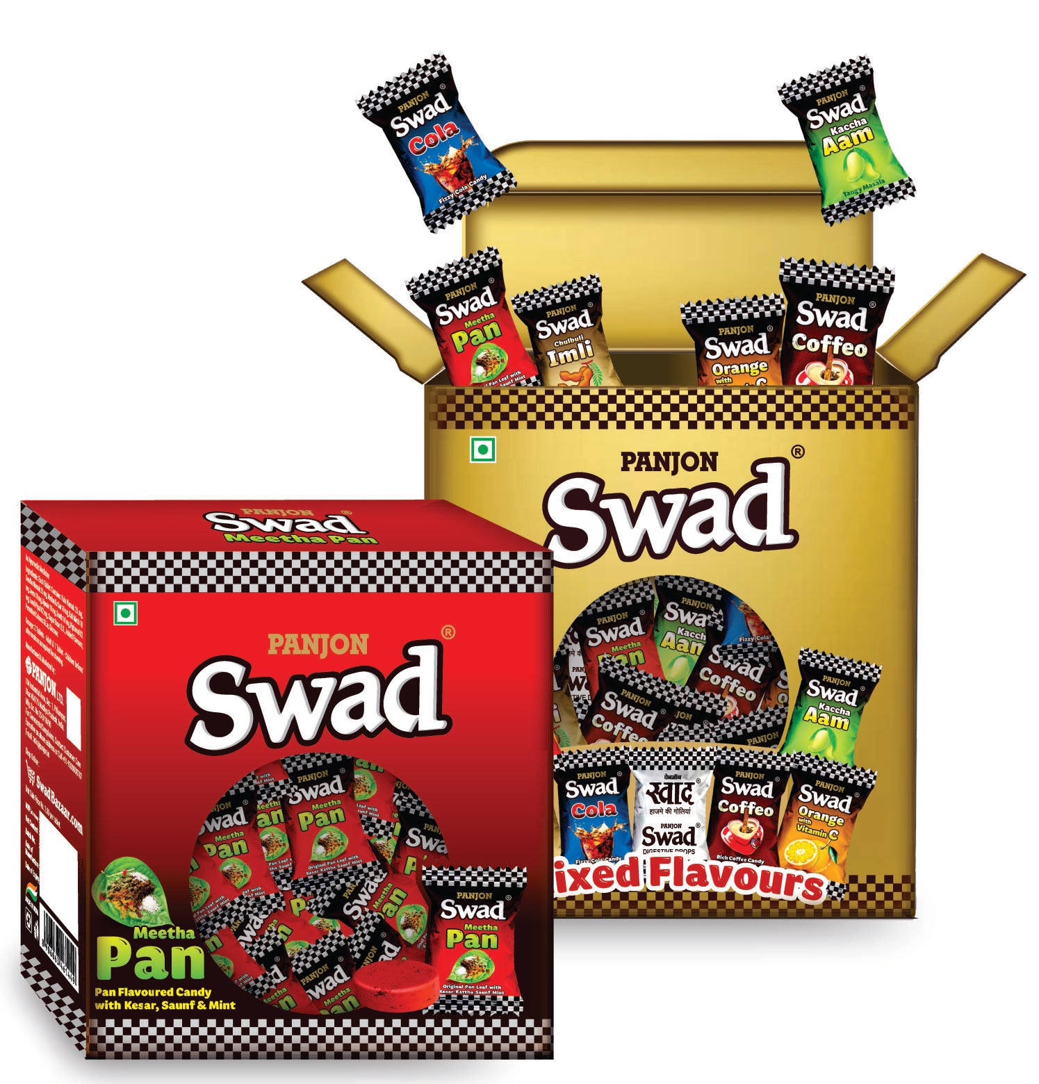 Swad Candy Gift Box (Meetha Pan & Mixed Flavour) Gifts for Husband, Wife, 125 Toffee x 2 Box Pack