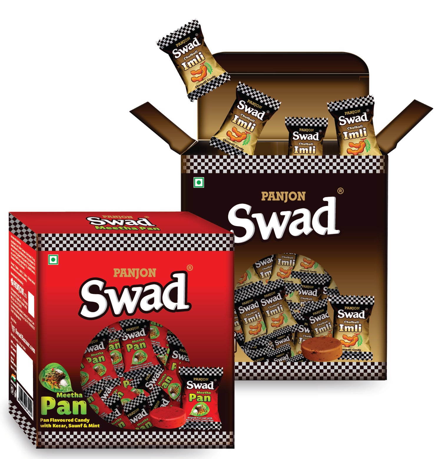 Swad Candy Gift Box (Imli & Meetha Pan Flavour) Gifts for Friends, Boyfriend, Girlfriend, 125 Toffee x 2 Box