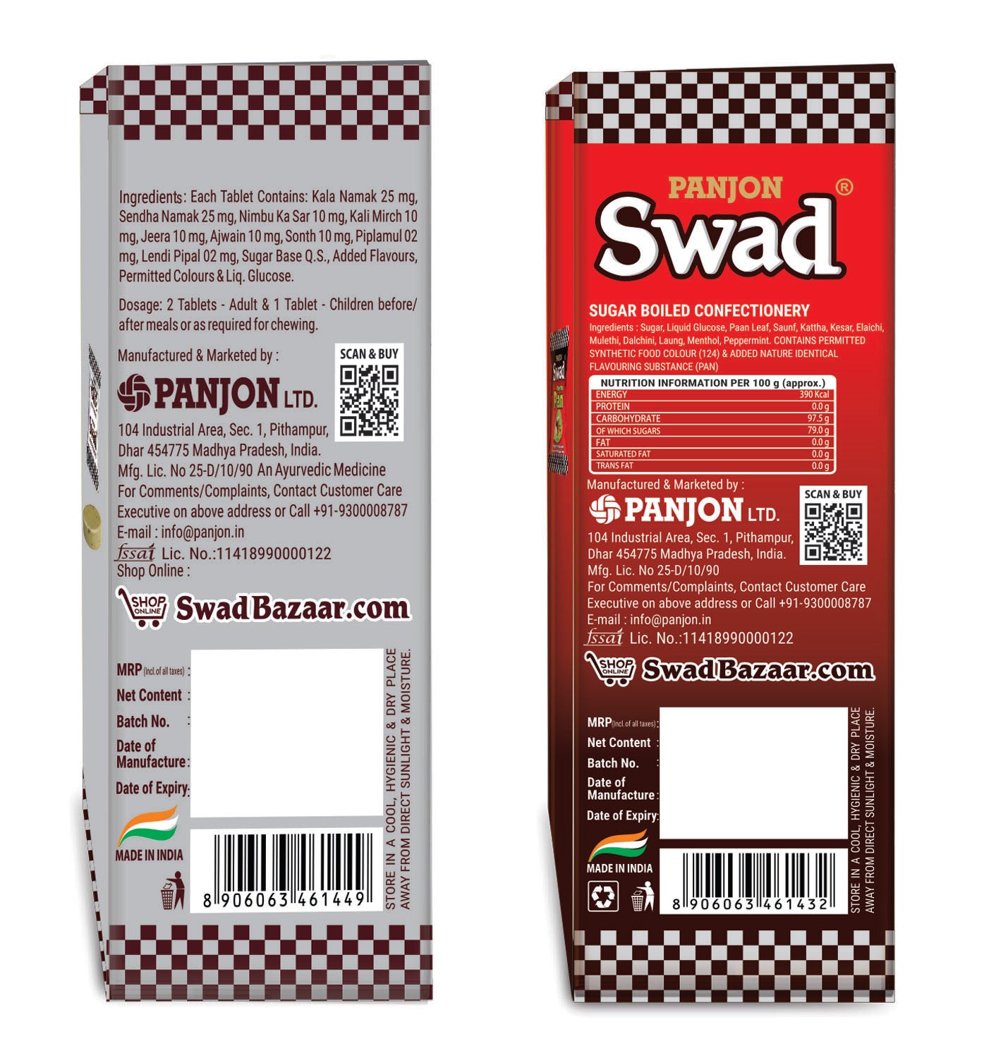 Swad Candy Gift Box (Regular Digestive & Meetha Pan Flavour) 125 Toffee x 2 Box Pack