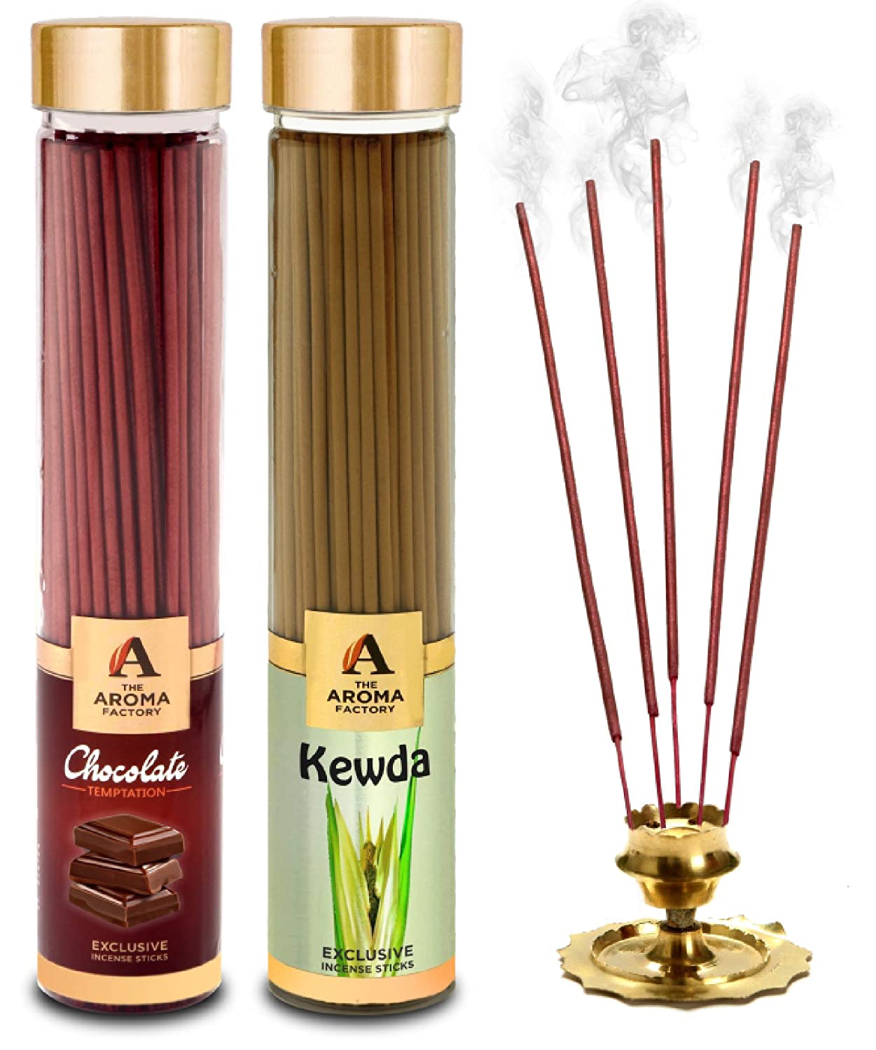 The Aroma Factory Chocolate & Kewda Agarbatti (Charcoal Free & Low Smoke) Bottle Pack of 2 x 100
