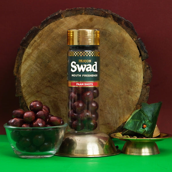 Panjon Swad Paan Shots (Instant Pan Candy Mouthfreshener Mukhwas) Real Pan Toffee Balls, 1 Bottle