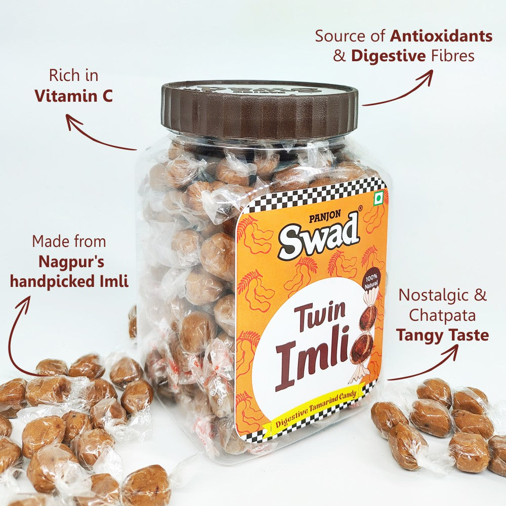 Swad Aam Papad & Twin Imli Candy [Tamarind & Mango Toffees] 2 Jars x 400g