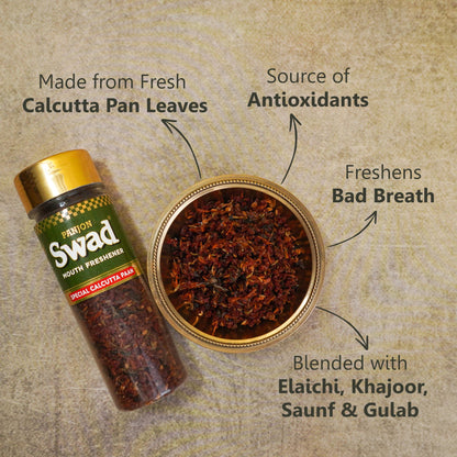 Panjon Swad Calcutta Paan Mouth Freshener (Digestive Pan Mukhwas) 1 bottle, 100g