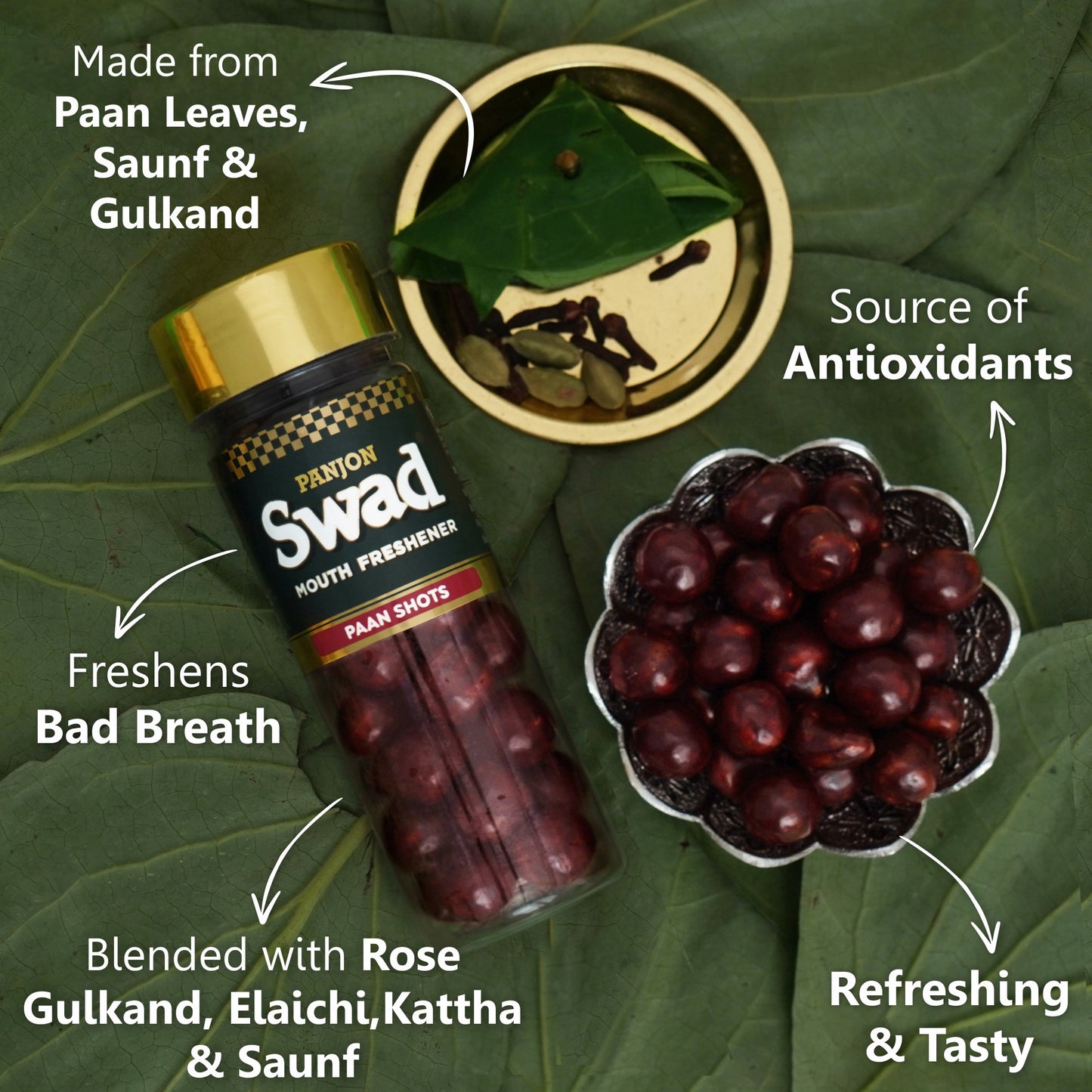 Panjon Swad Mukhwas & Gift Box Combo (Paan Shots ( Real Pan Toffee Balls) &  Digestive Candy (1 x 125 Gift Box) 2 Units