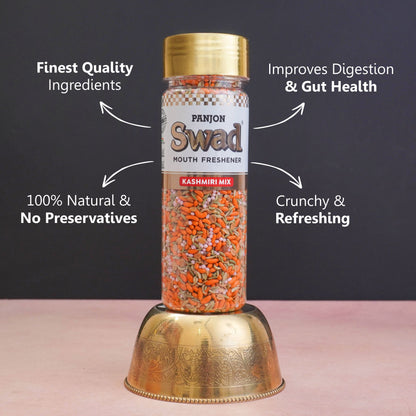 Panjon Swad Kashmiri Mix Mouth Freshener (Crunchy Fennel Saunf Digestive Flavoured Mukhwas) 1 bottle, 140g