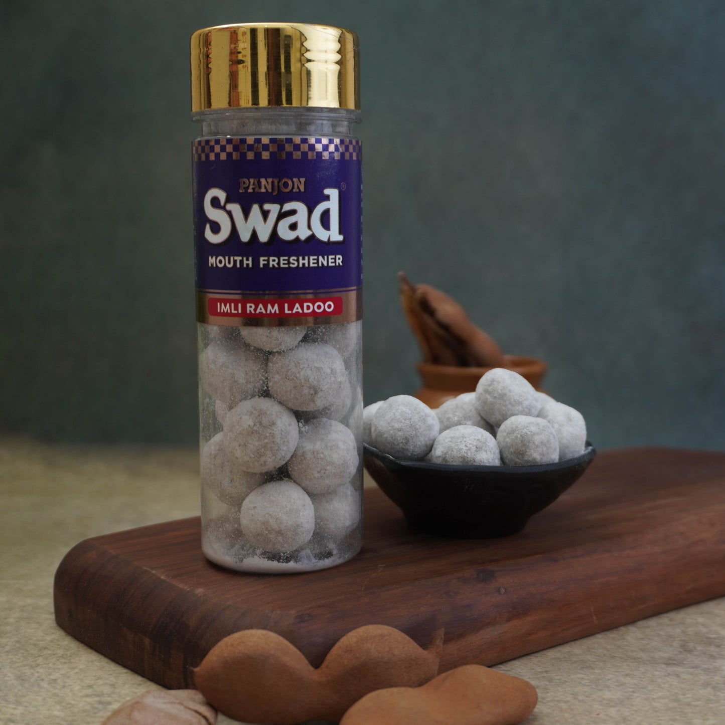Panjon Swad Imli Ram Ladoo Mouth Freshener (Digestive Pachak, Tamarind Imli Pop Mukhwas) 1 bottle, 130g