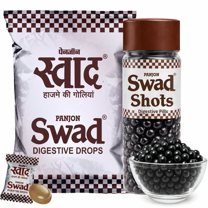 PANJON SWAD Digestive Candy (50 Pcs) & Swad Shots Pachak Goli (300 Pcs) 2 Pack