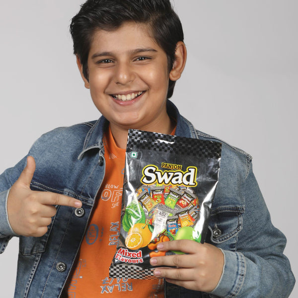 Swad Mixed Candy (Original, Kaccha Mango, Imli, Pan, Coffee, Cola, Orange) Mix Flavours,2 x 50 Toffee, 2 Packets Pouch