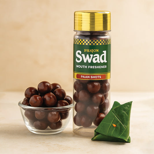 Panjon Swad Paan Shots (Instant Pan Candy Mouthfreshener Mukhwas) Real Pan Toffee Balls, 1 Bottle