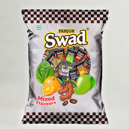 Swad Mixed Candy (Original, Kaccha Mango, Imli, Pan, Coffee, Cola, Orange) Mix Flavours,3 x 50 Toffee, 3 Packets Pouch
