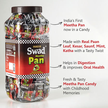 Swad Meetha Pan Candy (Real Paan flavour with Saunf, Elaichi, Kesar & Mint)200 Toffee Jar