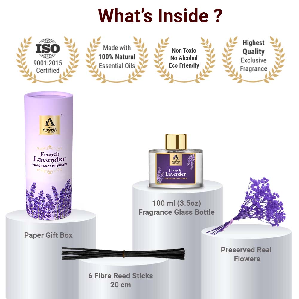 The Aroma Factory Gift for Engagement Ceremony Ring Sagai with Card, French Lavender Fragrance Reed Diffuser Set (1 Box + 1 Card)