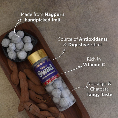 Panjon Swad Imli Ram Ladoo Mouth Freshener (Digestive Pachak, Tamarind Imli Pop Mukhwas) 1 bottle, 130g