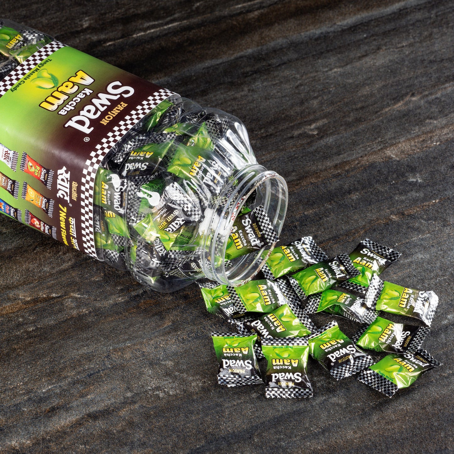 Swad Originals Candy Chocolate(Original Digestive,Paan,Kachha Aam, Imli, Cola,Orange,Coffeo,)7 Flavors Toffee Jar x 200 Each Candies