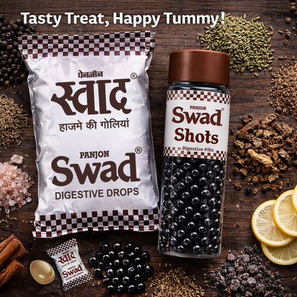 PANJON SWAD Digestive Candy (50 Pcs) & Swad Shots Pachak Goli (300 Pcs) 2 Pack