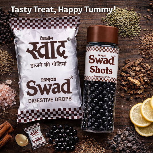 Swad Digestive Candy (50 Pcs) & Swad Shots Pachak Goli (300 Pcs) 2 Pack