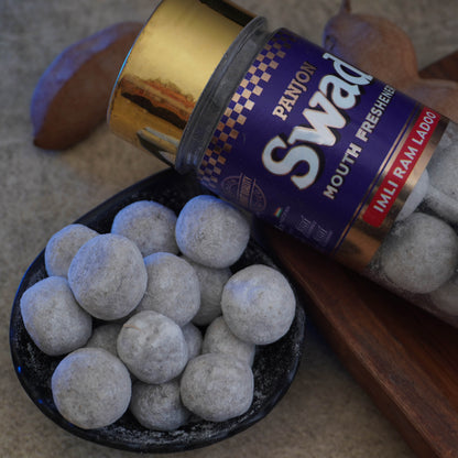 Panjon Swad Imli Ram Ladoo Mouth Freshener (Digestive Pachak, Tamarind Imli Pop Mukhwas) 1 bottle, 130g