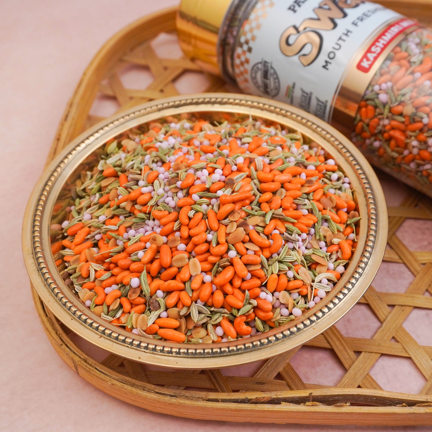 Panjon Swad Kashmiri Mix Mouth Freshener (Crunchy Fennel Saunf Digestive Flavoured Mukhwas) 1 bottle, 140g