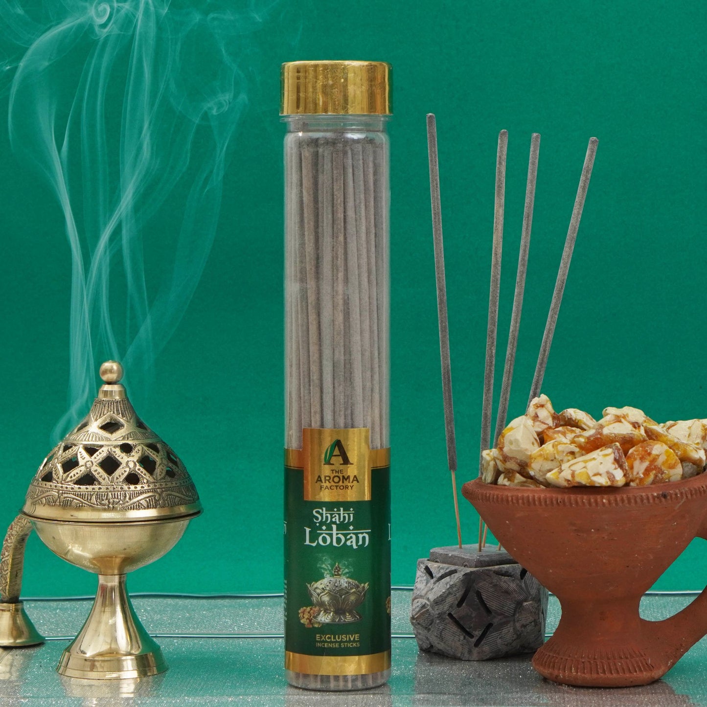 The Aroma Factory Oudh,Loban & Attar Jannat Agarbatti for Pooja, Luxury Incense Sticks,100% Herbal Fragrance Agarbathi, 0% Surphates (Bottle Pack of 3x100g)