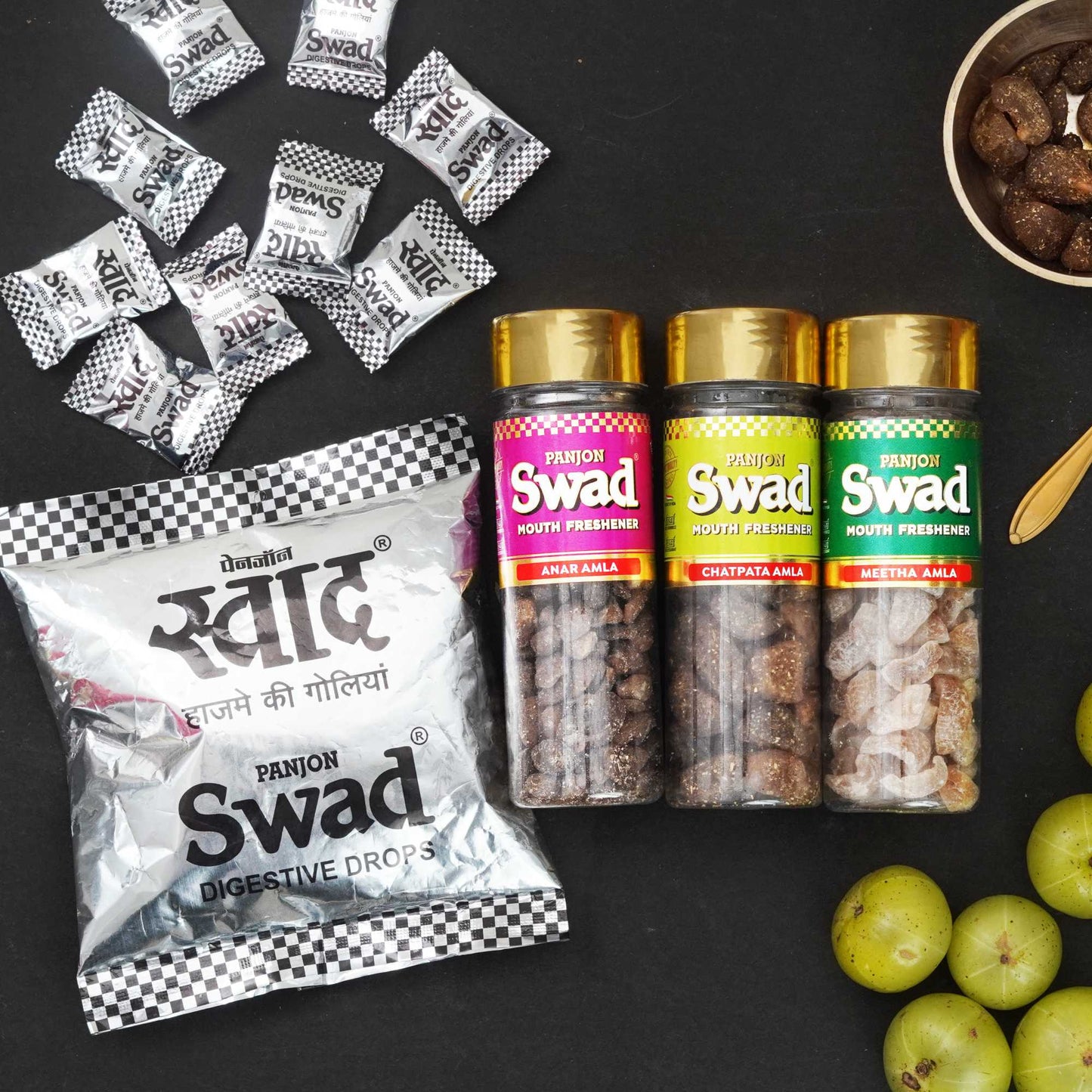 Panjon Swad Mukhwas & Candy Combo(Anar Amla,Chatpata Amla & Meetha Amla 25 Candies Pack)4 Units