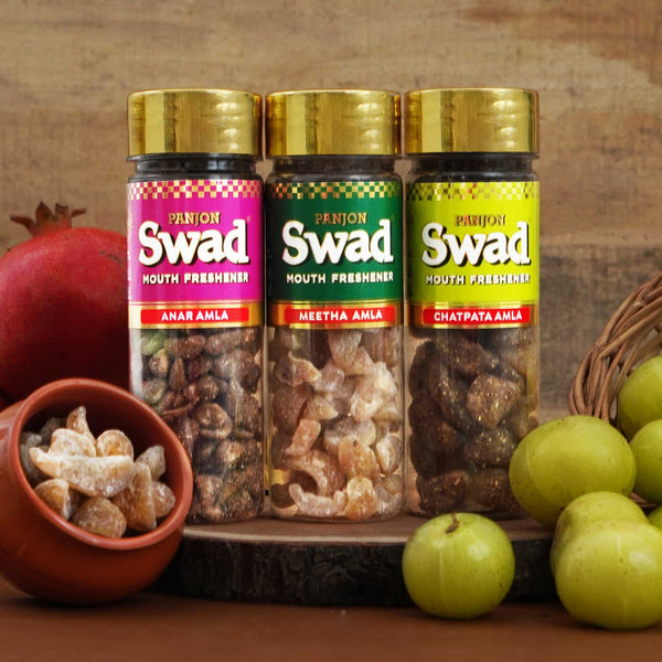 Swad Gooseberry Combo (Anar Amla, Meetha Amla & Chatpata Amla,Candy) 3 Bottles, 350g