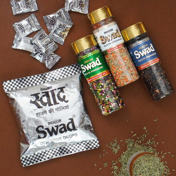 Swad Mukhwas & Candy Combo (Navratan, Kashmiri,Shahi Meetha paan 25 Candies Pack) 4 units