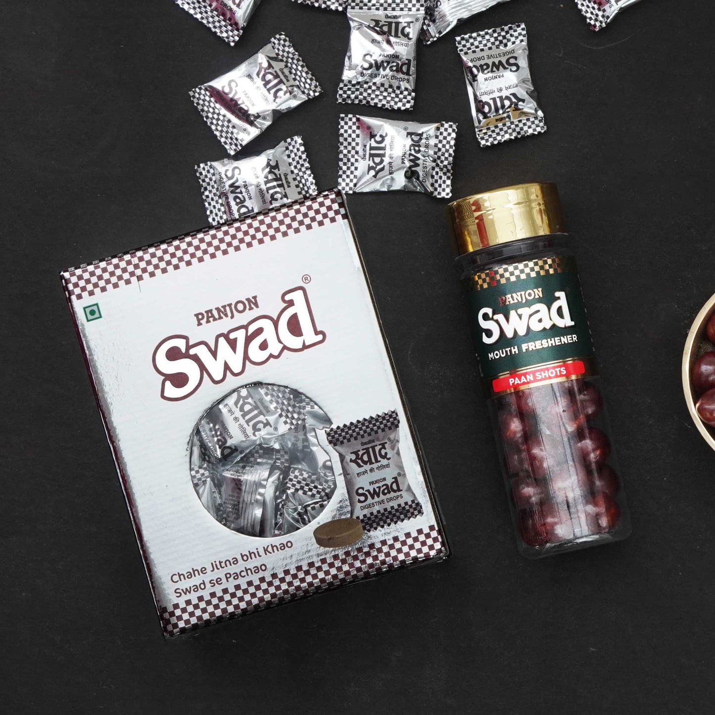 Panjon Swad Mukhwas & Gift Box Combo (Paan Shots ( Real Pan Toffee Balls) &  Digestive Candy (1 x 125 Gift Box) 2 Units