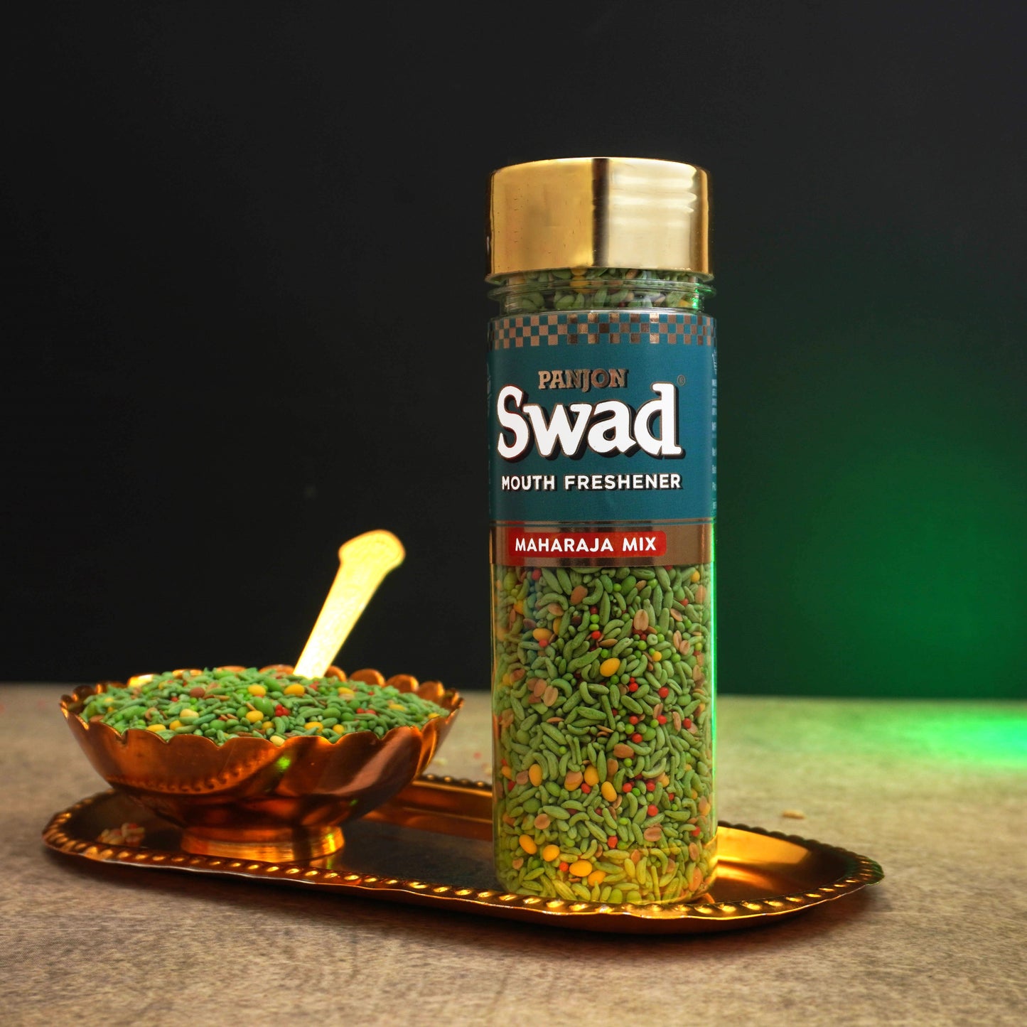 Panjon Swad Maharaja Mix Mouth Freshener (Crunchy Saunf & Digestive Dal Mishri Mix Mukhwas) 1 bottle, 145g (