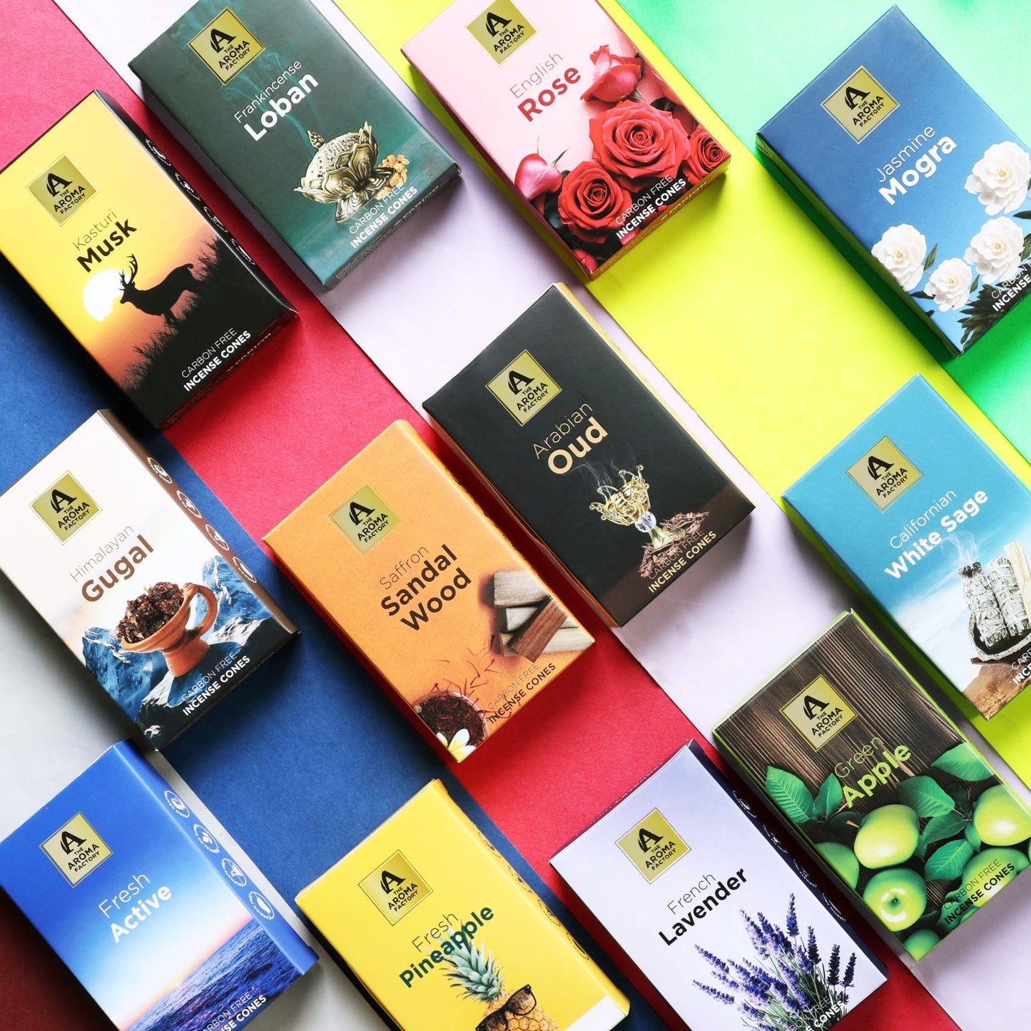 The Aroma Factory Combo Incense Dhoop Cone Gift Set with 12 Exotic Fragrances x 20 gm