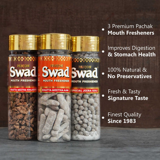 Swad Pachak (Khatta Meetha Khajoor, Khatta Meetha Aam, Jeera Goli ) 3 Bottle, 560g