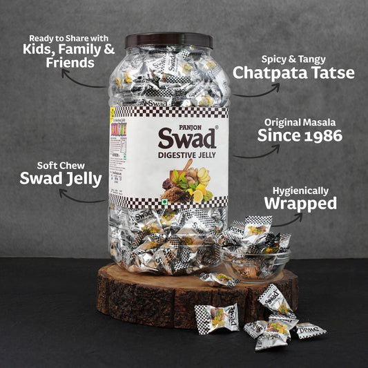 Swad Digestive Jelly Candy, Soft & Chewy Masala Toffee, 900g Jar