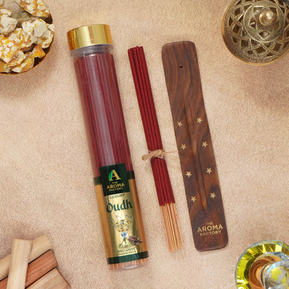 The Aroma Factory Oud Incense Stick (0% Charcoal 0% Suphates) Organic & Herbal Oudh Agarbatti Bottle Pack, 100G