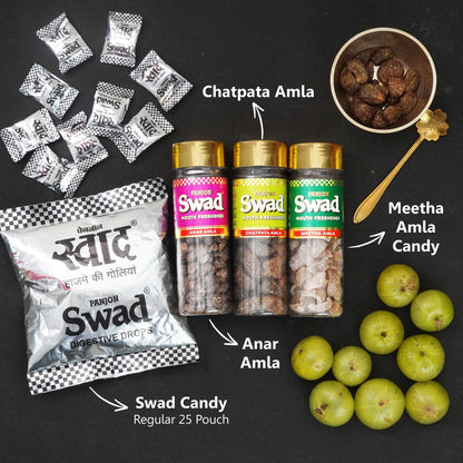 Panjon Swad Mukhwas & Candy Combo(Anar Amla,Chatpata Amla & Meetha Amla 25 Candies Pack)4 Units