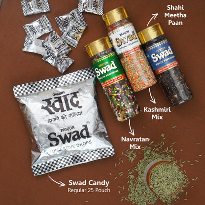 Panjon Swad Mukhwas & Candy Combo (Navratan, Kashmiri,Shahi Meetha paan 25 Candies Pack) 4 units