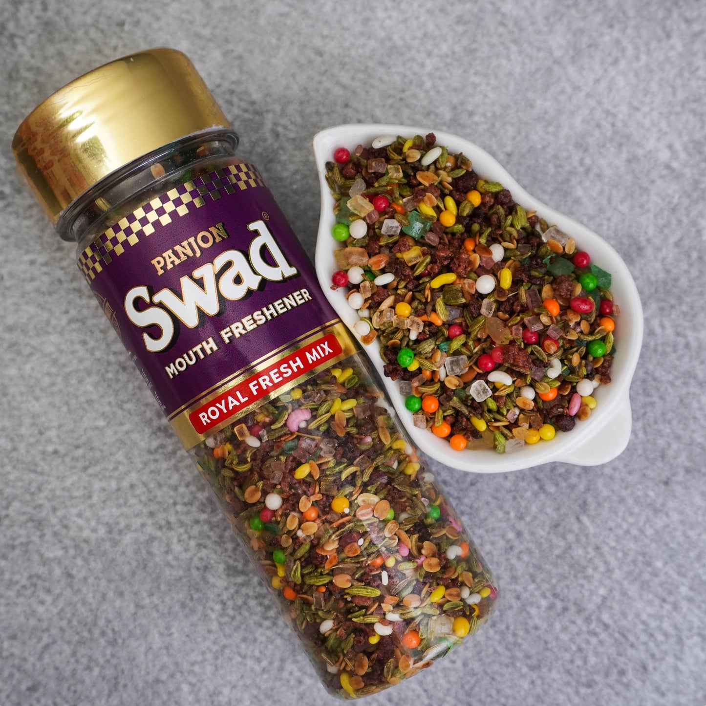 Panjon Swad Royal Fresh Mix Mouth Freshener (Crunchy Saunf, Digestive Mukhwas) 1 bottle, 110g