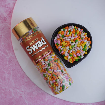 Panjon Swad Coloured Saunf Mouth Freshener (Sugar Coated Fennel Colorful Mukhwas) 1 bottle, 180g