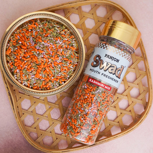 Panjon Swad Kashmiri Mix Mouth Freshener (Crunchy Fennel Saunf Digestive Flavoured Mukhwas) 1 bottle, 140g