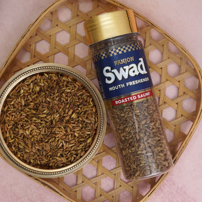 Panjon Swad Roasted Saunf Mouth Freshener (Siki Souf Fennel Digestive Mukhwas) 1 bottle, 60g