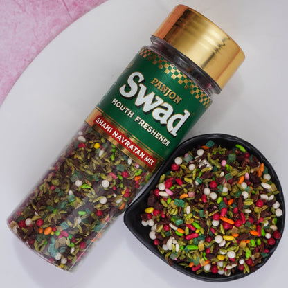 Panjon Swad Shahi Navaratan Mix Mouth Freshener (Crunchy Elaichi Minty Mukhwas) 1 bottle, 140g