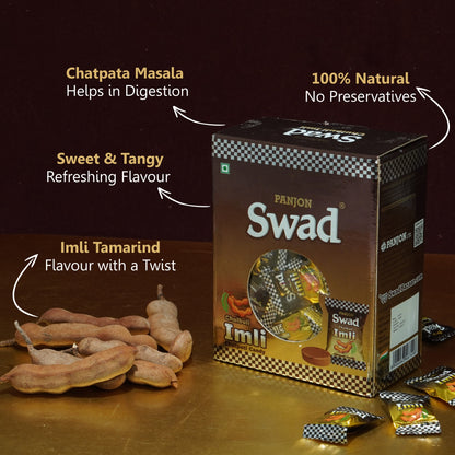 Swad Imli Candy Gift Box Pack (Tamarind Masala Flavour) Digestive Chocolate, 125 Toffee Gift Box