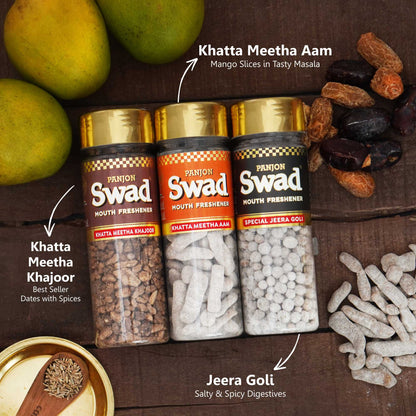 Panjon Swad Pachak (Khatta Meetha Khajoor, Khatta Meetha Aam, Jeera Goli ) 3 Bottle, 560g